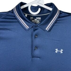 Under Armour Golf Polo Shirt Mens XL Loose HeatGear Coldblack UPF 50+ Blue NWT